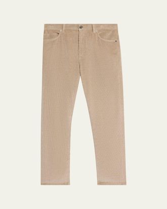 Ermenegildo Zegna Mens Dark Gray Corduroy Straight-Leg Jeans