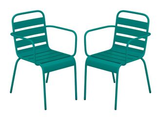 Vente-Unique Poltrona da giardino impilabile in Metallo Verde Petrolio - Lotto di 2 - MIRMANDE di MYLIA