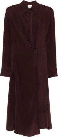 Alysi Chemisier in seta con cintura - Rosso