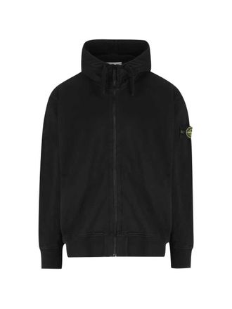 Stone Island hoodie met rits en logoapplicatie
