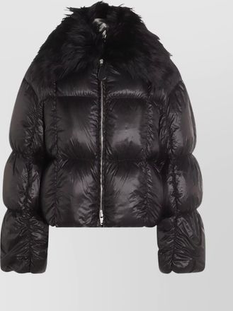 Jil Sander padded quilted down jackets with faux fur