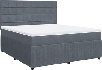 vidaXL Vidaxl - Cama Box Spring Con Colch&oacute;n Terciopelo Gris Oscuro 180x200 Cm