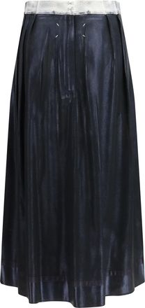 Maison Margiela Womens Foil-Treated Midi Skirt Black Acetate; Silk