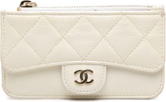 Chanel White Grained Calfskin Coin Purse/Coin Case (Pre-Owned)
