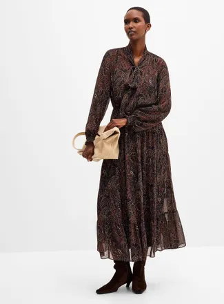 Lauren Ralph Lauren Womens Paisley pattern tie-neck chiffon dress