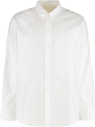 Givenchy Formal Shirts, male, White, Size: 4XL 4G Embroidered Cotton Shirt