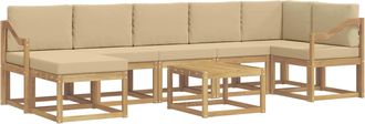 vidaXL Conjunto De Sof&aacute;s De Exterior 8 Uds. Y Beige Poli&eacute;ster Vidaxl