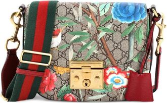 Gucci Padlock Saddle Tian Print GG Coated Canvas Medium shoulder bag - Brown