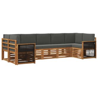 vidaXL Conjunto De Sof&aacute; Seccional Con Coj&iacute;n 6 Pcs Natural Y Antracita Vidaxl