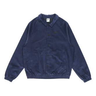 Nike Mens Nike Stack Logo Casual Corduroy Jacket Deep Navy Blue DO2323-410