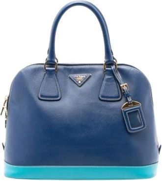 Prada Pre-owned Saffiano Leren Handtas - Dames - Vintage Handtas - Blauw - ONE Size - Leer - Vintage