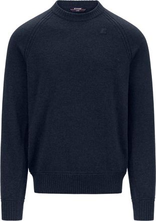 K-Way Sebas Crewneck Jumper - Heren - Ronde hals truien - Blauw - L - Wol - Truien & Vesten