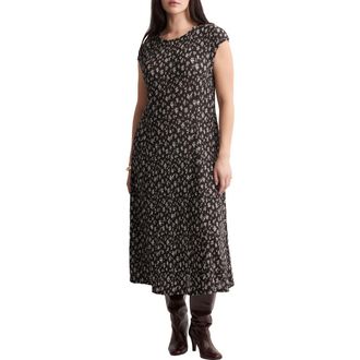 Mango Floral Print Midi Dress in Brown at Nordstrom, Size 10