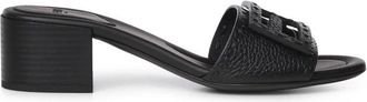 Fendi Baguette Medium-Heeled Slide - Dames - Muiltjes - Zwart - 38 EU - Leer - Schoenen