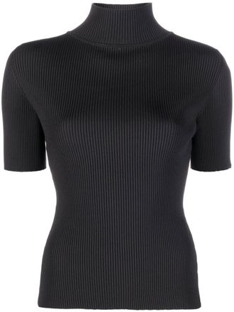 Off-white logo-trim ribbed T-shirt - Black