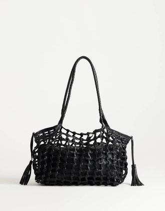 Topshop Shia - Borsa da spalla media nera-Nero