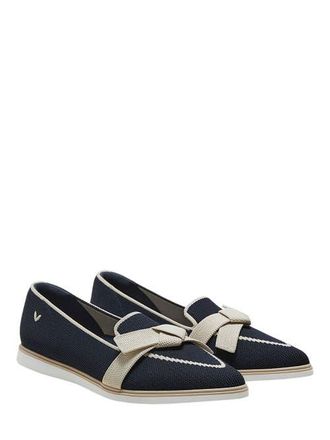 Vivaia Water-Repellent Pointed-Toe Bow Loafers in Navy Ivory at Nordstrom, Size 7.5