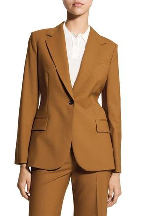 Theory Lynnia Stretch Wool Blazer in Dark Cognac at Nordstrom, Size 14