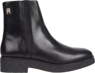 Tommy Hilfiger Zwarte Cr&ecirc;pe Enkellaarsjes - Dames - Enkellaarsjes - Zwart - 38 EU - Leer - Schoenen