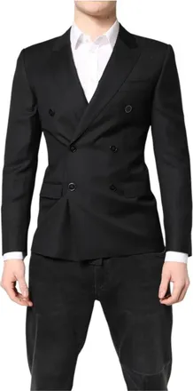 Dolce & Gabbana Zwarte Martini Double Breasted Jas Blazer - Heren - Blazers - Zwart - XS - Wol - Jassen