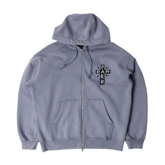 by Parra A Cross To Bear Zip Hooded Sweatshirt - Heren - Sweatshirts & Hoodies - Blauw - Maat: M Katoen