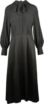 Beatrice .B Puffed Sleeve Long Satin Dress With Bow Detail