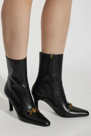Versace Leather Heeled Ankle Boots Marisa, Womens, Black