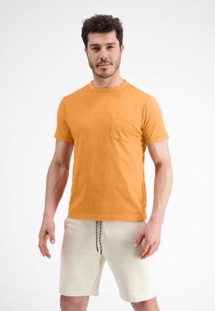 Lerros T-Shirt LERROS T-Shirt, uni, Herren, Gr. S, orange (shell corral), 100% Baumwolle, Shirts T-Shirt