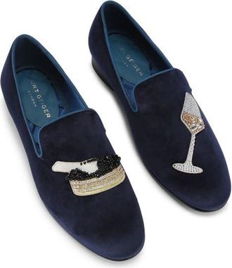 Kurt Geiger Ace Velvet Loafer in Navy at Nordstrom, Size 9.5