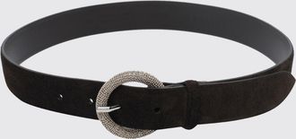 Orciani Suede Leather Belt with Beaded Embroidery and Metal Buckle