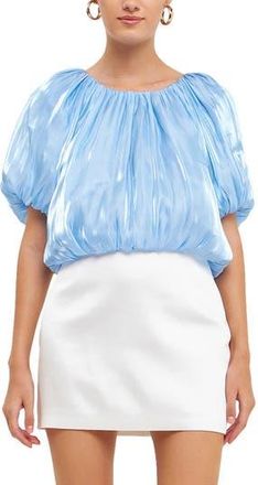 endless rose Sheen Effect Blouson Top in Ocean Blue at Nordstrom Rack, Size X-Small