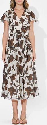 Adelyn Rae Taylor Floral Cotton Wrap Front Dress in Brown at Nordstrom Rack, Size Medium