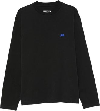Jil Sander T-shirt met lange mouwen en ronde hals - Heren - Longsleeves - Zwart - M - Katoen - Tops