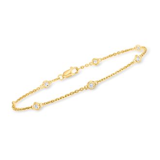 Ross-Simons Bezel-Set Diamond Station Bracelet in 18kt Gold Over Sterling