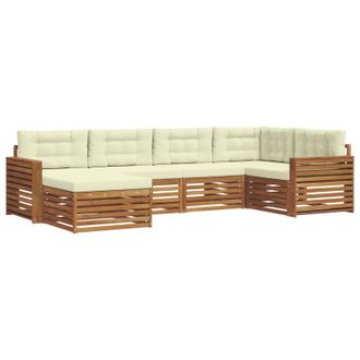 vidaXL Conjunto De Sof&aacute;s De Exterior Con Coj&iacute;n 6 Pcs Natural Y Crema Vidaxl