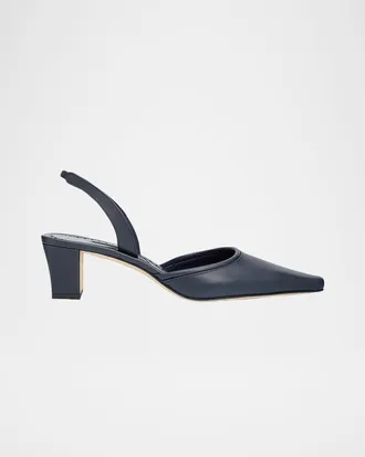 Manolo Blahnik 50mm Vendona Leather Slingback Pumps