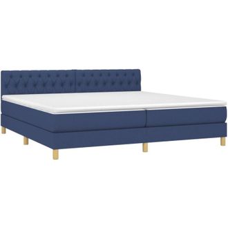 vidaXL Vidaxl - Cama Box Spring Con Colch&oacute;n Y Led Tela Azul 200x200 Cm