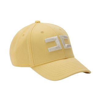Elisabetta Franchi Hats & Caps, female, Yellow, S, Canvas Baseball Cap with Embroidery