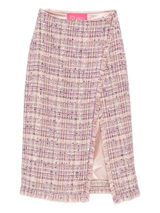 Miau by Clara Rotescu Sandi frayed slit midi skirt - Pink