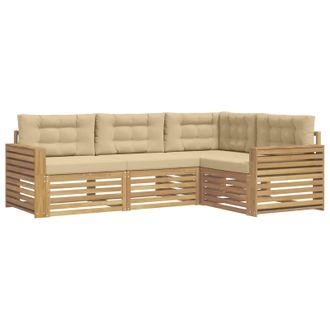 vidaXL Conjunto De Sof&aacute;s De Exterior 4 Uds. Y Beige Poli&eacute;ster Vidaxl