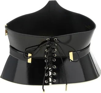 Elisabetta Franchi Patent Leather Corset Corset Belt - Black