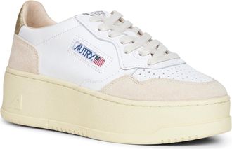 Autry Womens Sneakers Medalist Platform White Leather-Suede Calf Leather Trainers