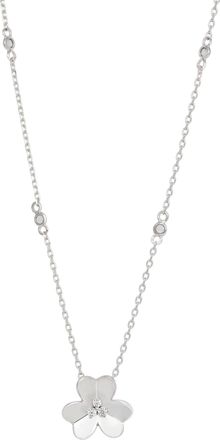 Savvy Cie Jewels STERLING SILVER SINGLE FLOWER WHITE CZ STATION NECKLACE