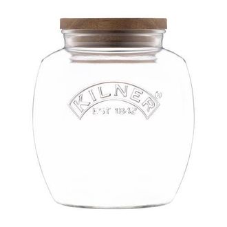 Kilner Universal Glass Storage Jar with Wooden Lid and Silicone Seal in 6.9 In at Nordstrom