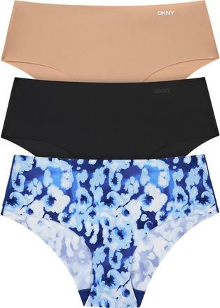 DKNY Litewear Cut Anywhere Assorted 3-Pack Hipster Briefs in Black/glow/Ink Blue Multi at Nordstrom, Size X-Large