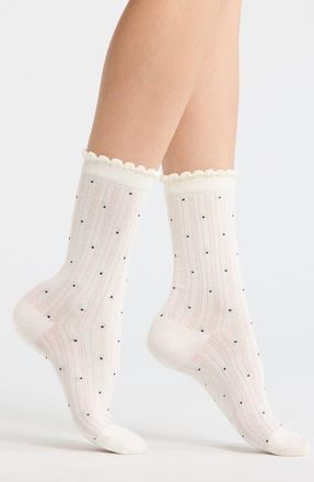 Casa Clara Love Martinique Polka Dot Crew Socks in White at Nordstrom