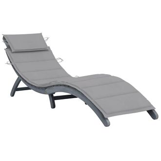 vidaXL Tumbona Con Coj&iacute;n Madera Maciza De Acacia Gris Vidaxl