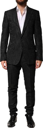 Dolce & Gabbana Black Brocade Single Breasted 2 Piece Mens Suit