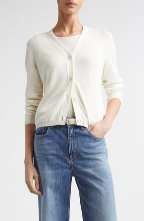 Eleventy Micro Sequin Silk & Cotton Cardigan in 00 Ivory at Nordstrom, Size X-Small