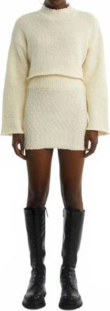 Oval Square Dot Knitted Mini Skirt In Off White